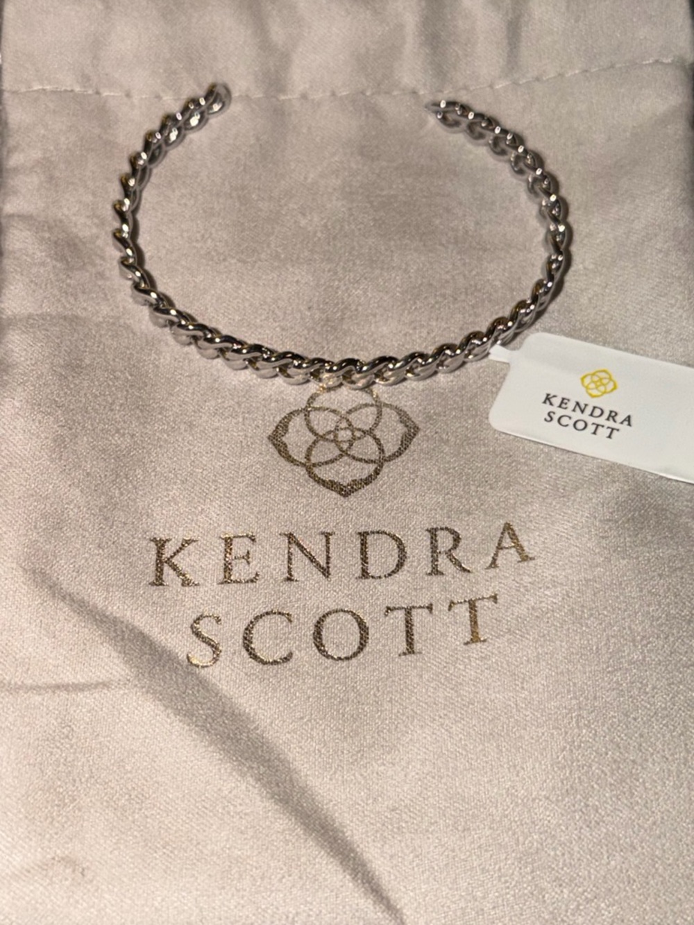 Kendra Scott Bracelet Grier Chain Link Cuff Silver-Tone Rhodium Plated - Picture 4 of 5